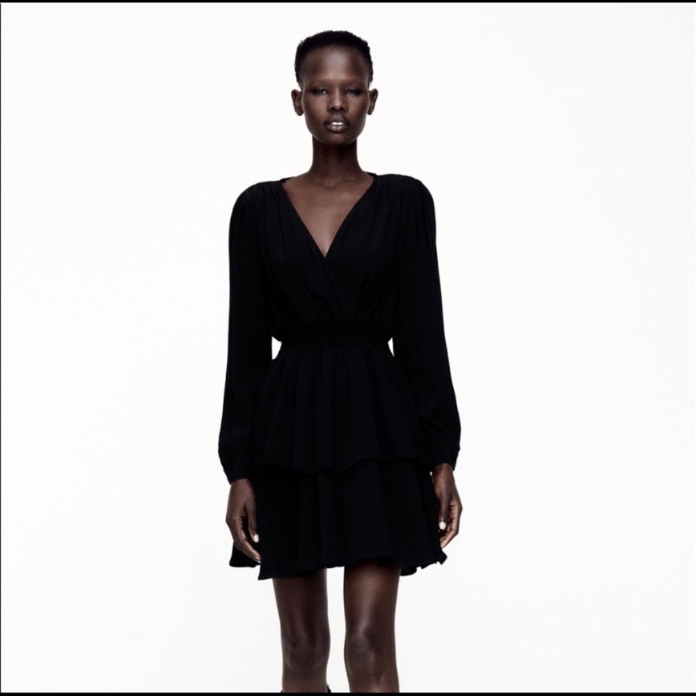 Zara VNeck Flounce Dress, XL